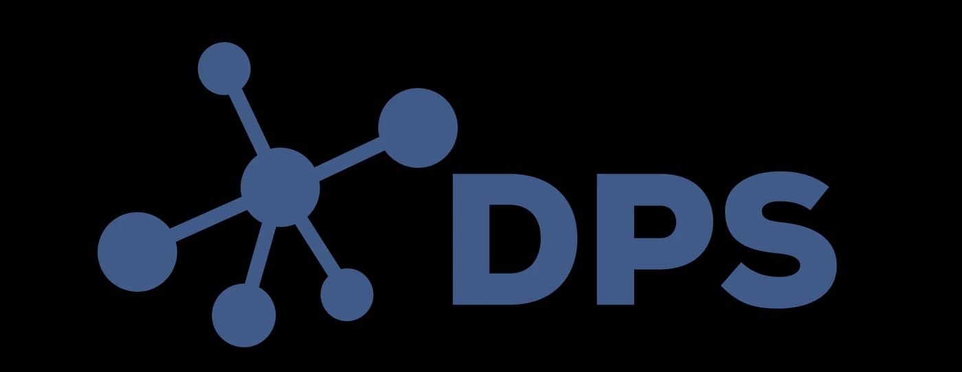 DPS logo ar zilu mezglu tīkla ikonu