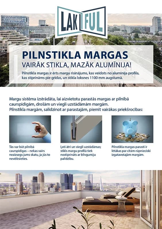Lakful pilnstikla balkona margu kataloga vāks ar pilsētas panorāmu