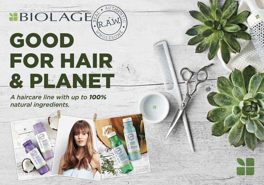Biolage RAW šampūna reklāmas dizains