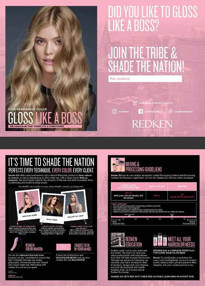 Redken SEQ reklāmas drukas dizaina melnraksts