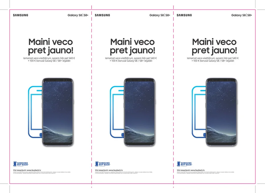 Samsung Galaxy S8 apmaiņas akcijas galda reklāmas dizains
