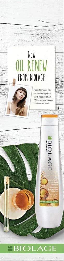 Biolage Oil Renew mazumtirdzniecības plaukta piekares dizains