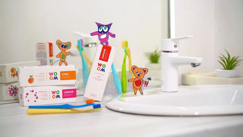 Woom zobu pastas junioru un bērnu animācija