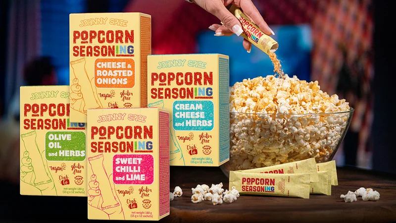 Popcorn flavors advertising animation