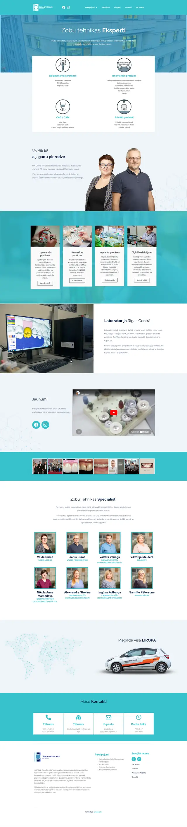Dūma un Vizbules Zobu Tehnika website screenshot