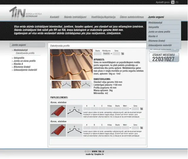 TIN Jumtu Segumi website screenshot